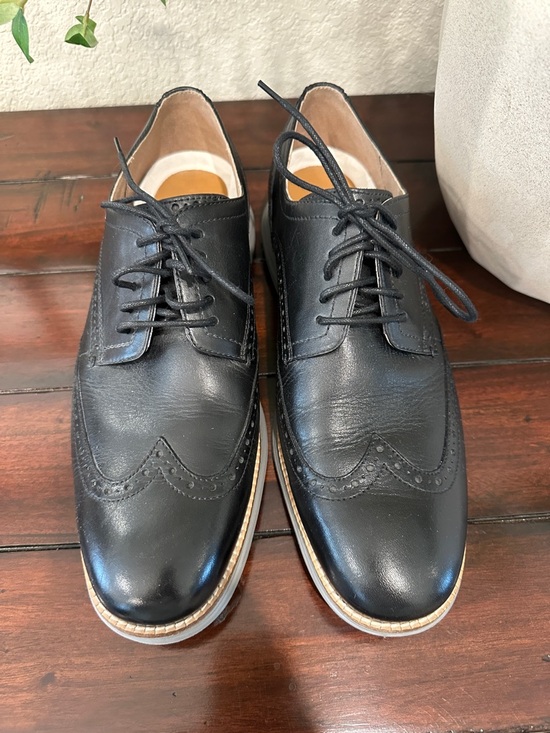 Cole Haan Black Leather Wingtip Derby Shoes main image 4